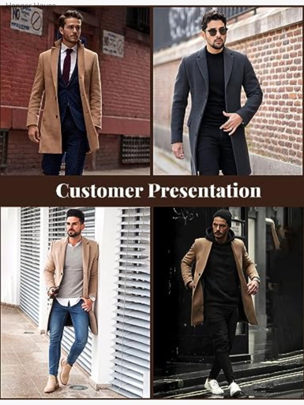 Men's Wool Blend Trench Coat Notched Lapel Single Breasted Overcoat Peacoat - Picture 5 of 7